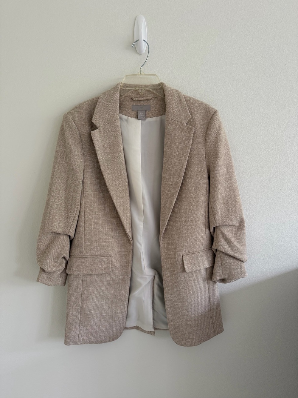 H&M Light Beige Women's Blazer with Rolled Sleeves